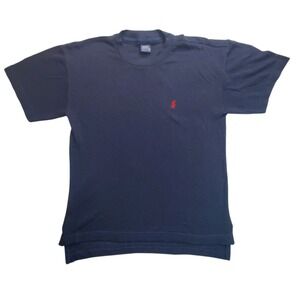 Polo Sportswear Mens T-Shirt Medium Red Pony Navy Blue Mesh Knit Cotton Vintage